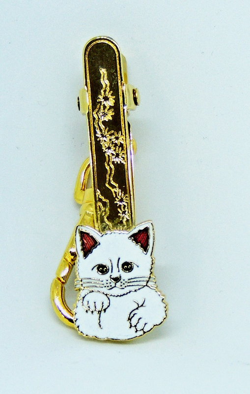 Cloisonne keyring clip-cat