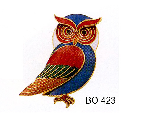 Enamel owl brooch