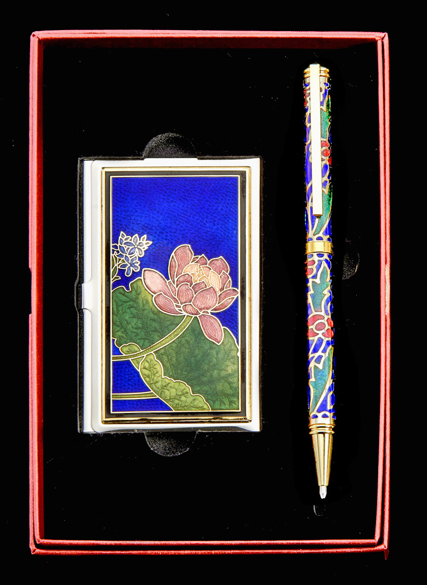 custom business card holder & business pen set