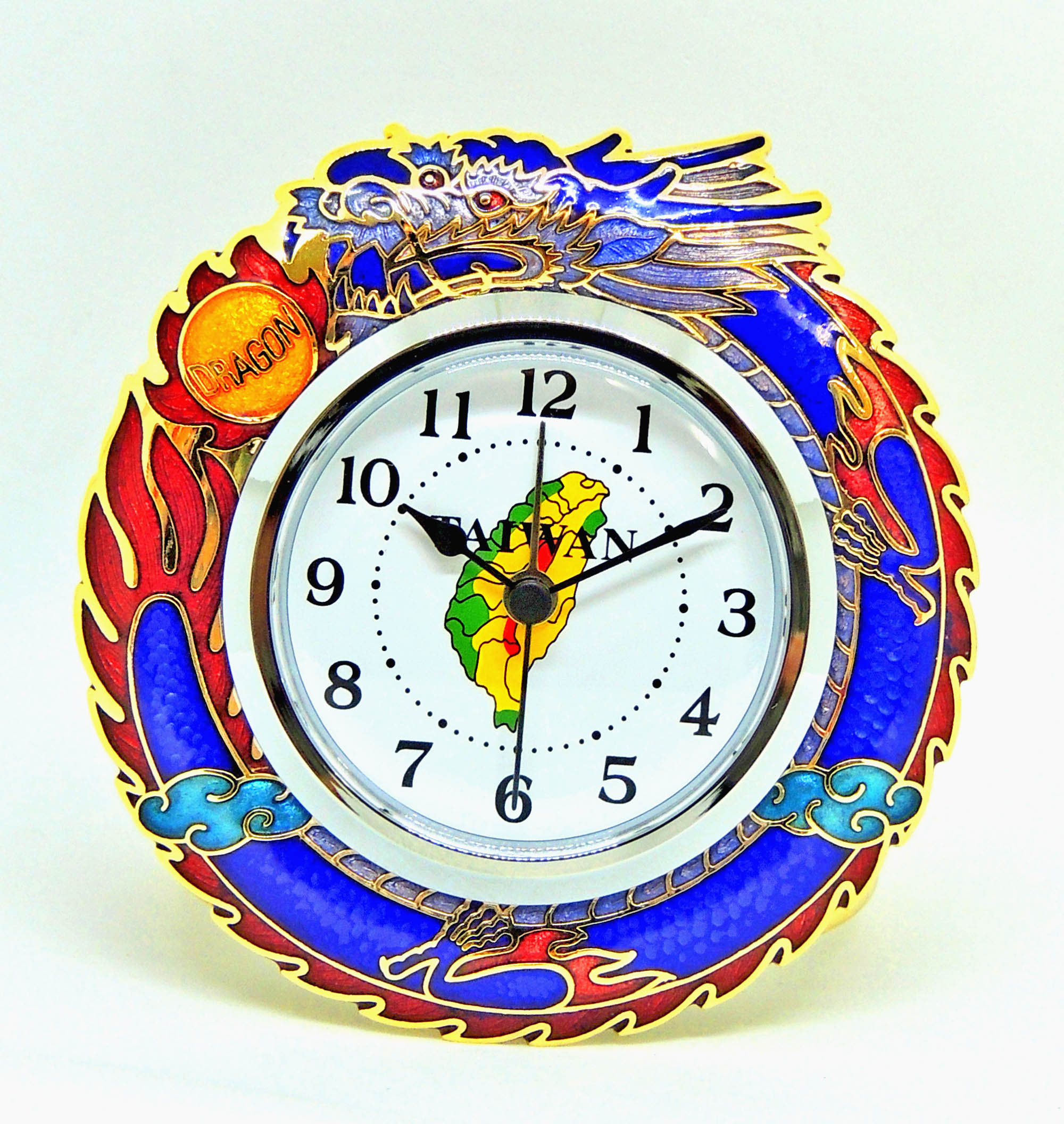 desk clock-table clock-alarm clock-cloisonne dragon desk clock