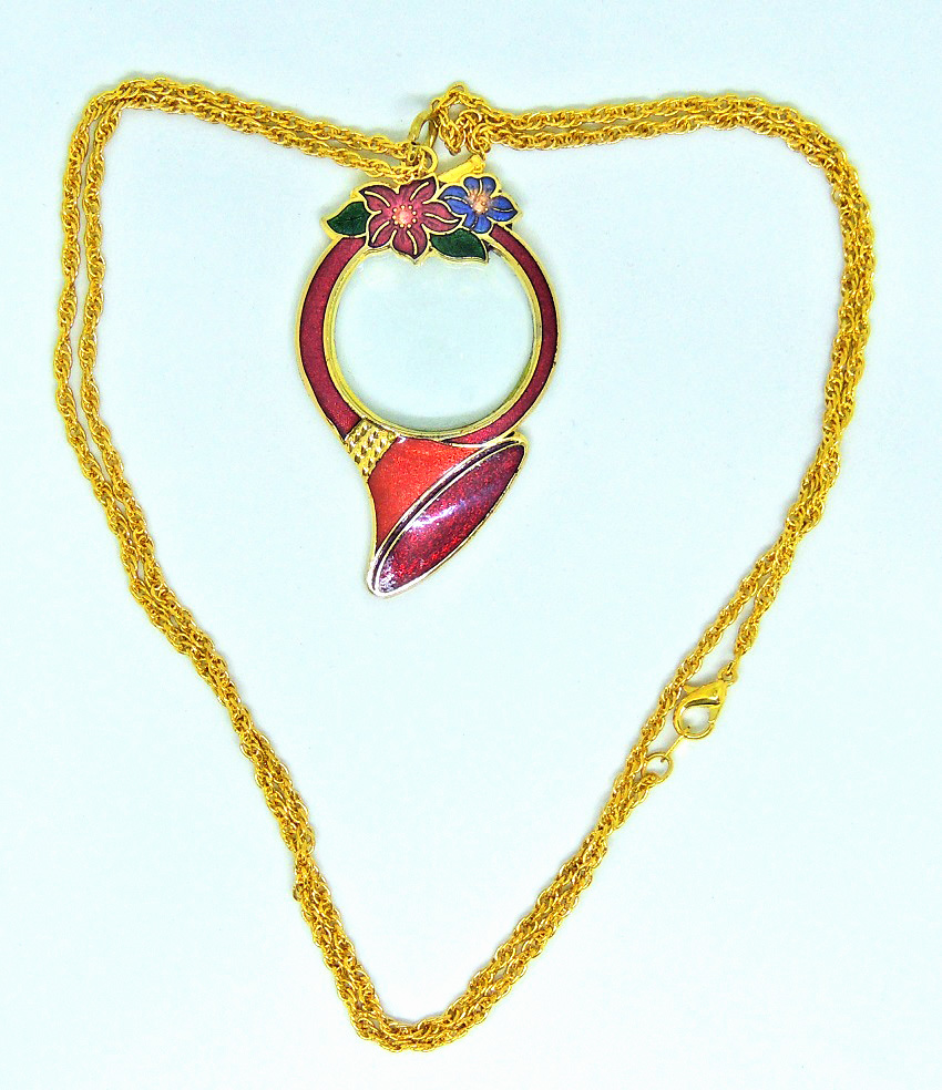 magnifier-cloisonne magnifier- cloisonne french horn magnifier necklace-1