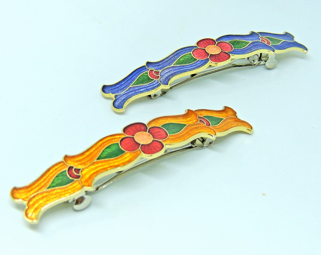 hair clips-hair accessories for women-cloisonne flower hair clip-yellow