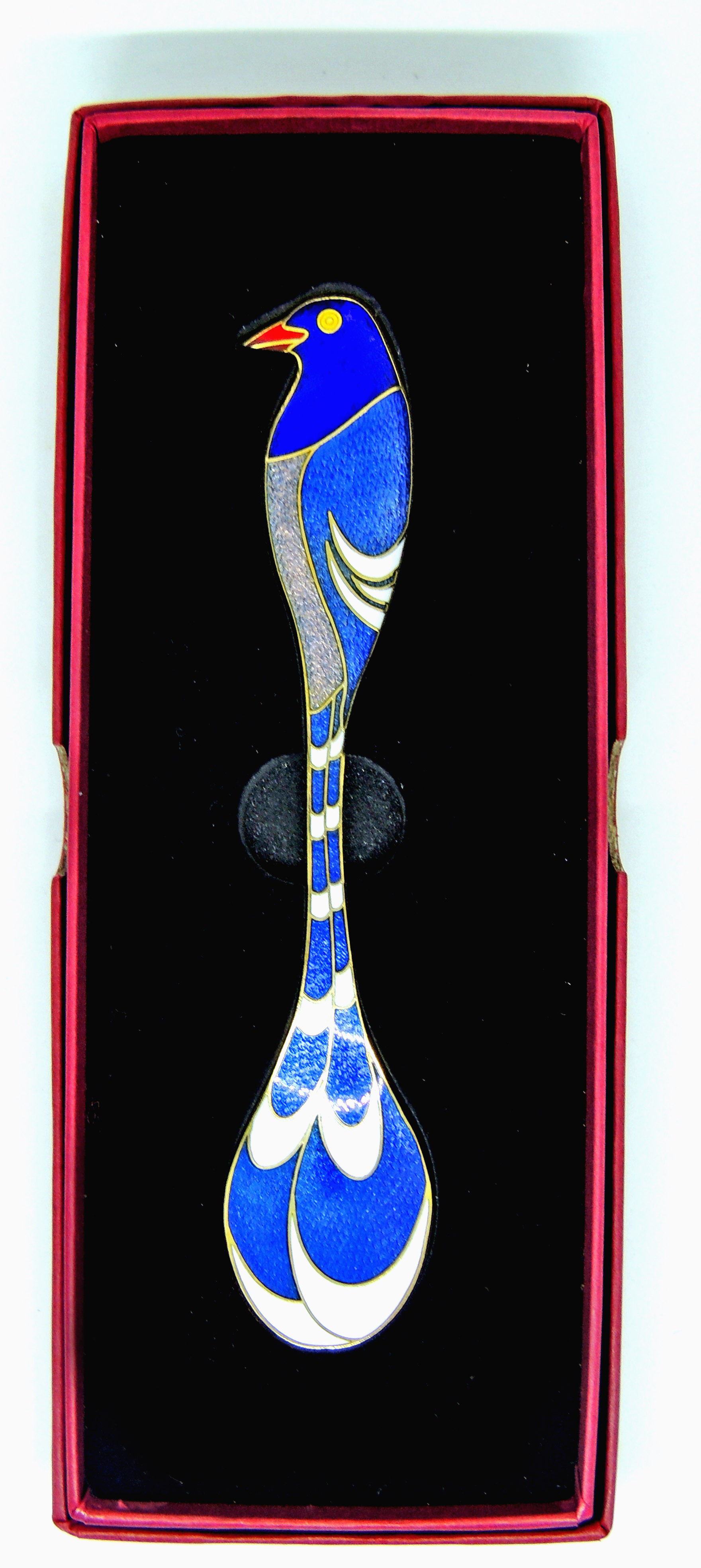 souvenir spoon -cloisonne blue magpie's souvenir spoon (2)