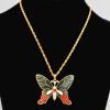 enamel charm necklace, cloisonne butterfly necklace
