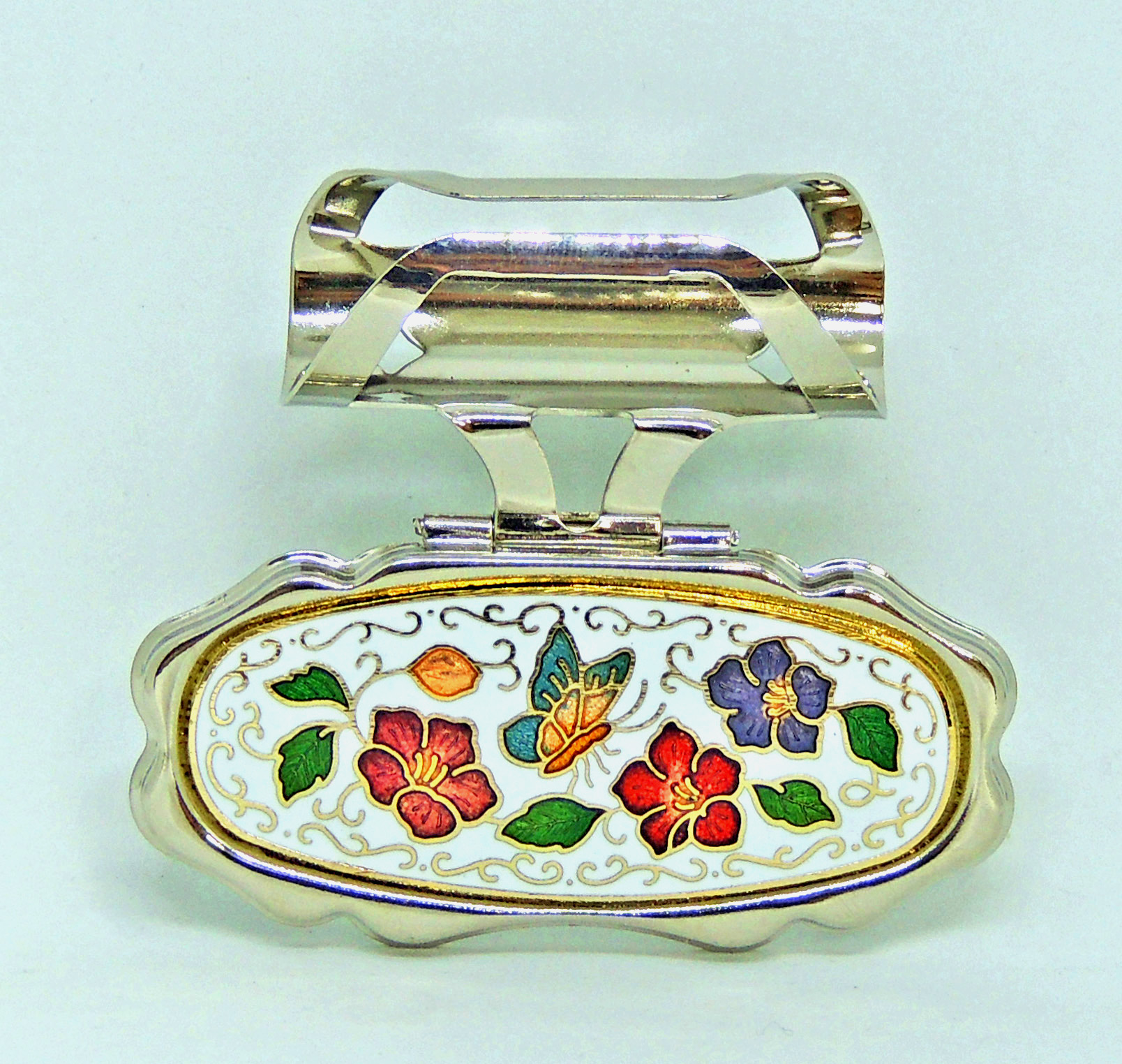 lipstick holder with mirror for purse-Cloisonne lipstick holder with mirror-open