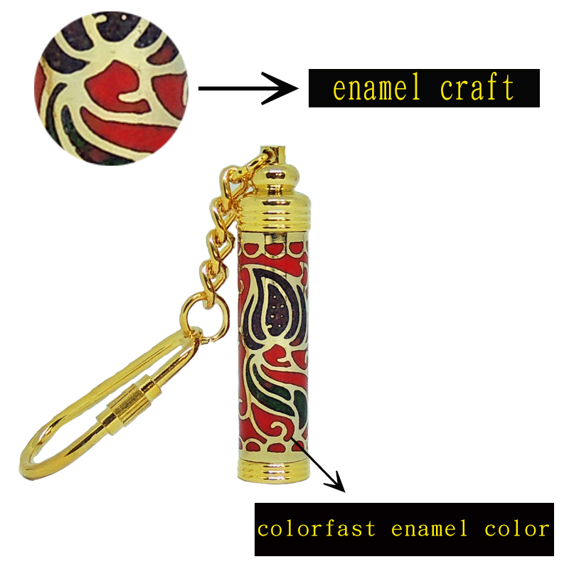 Enamel key chain | meal key chain | cloisonne perfume bottle key chain 