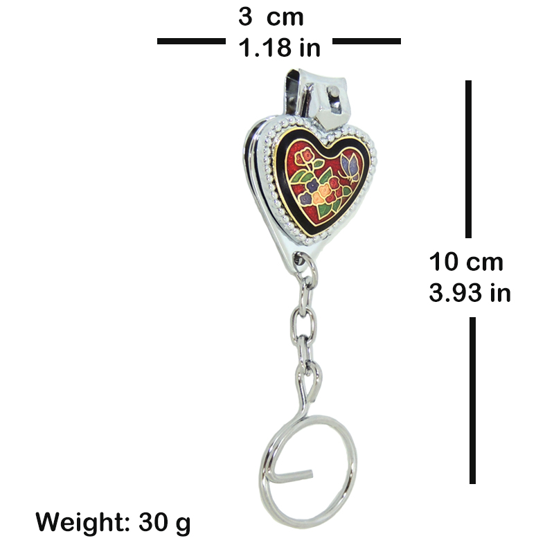 cloisonne heart shaped nail clipper detail