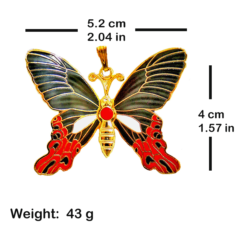 cloisonne butterfly necklace deatail